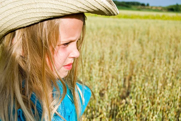 Girl with western hat — Stock Photo, Image