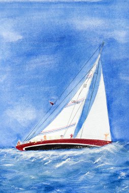 Heeling sailboat clipart