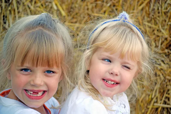 Маленькие девочки на ферме — стоковое фото