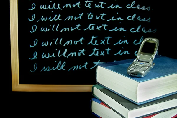 Cell phone with chalkboard — Stock Photo, Image