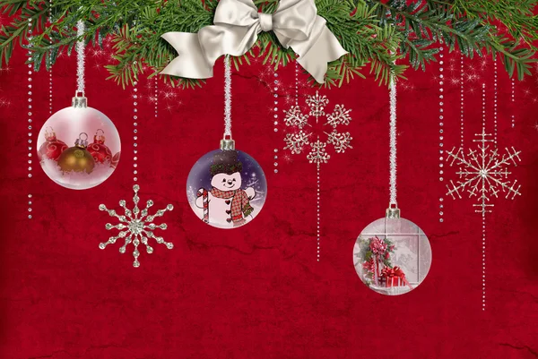 Opknoping vakantie ornamenten met strik — Stockfoto