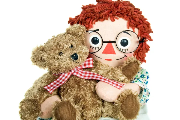 Rag doll with teddy — Stock Photo, Image