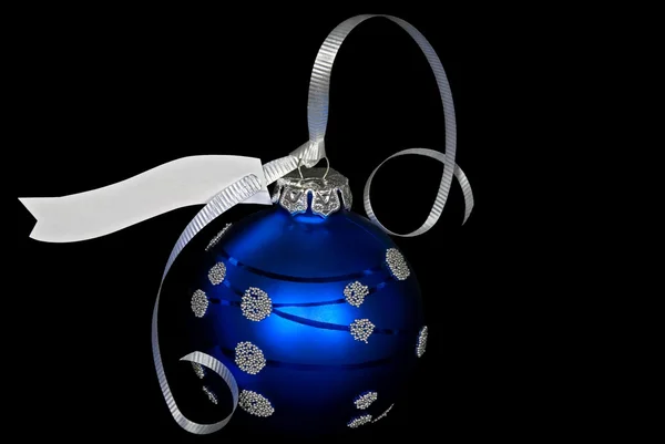 Blue ornament with tag — Stock Photo, Image