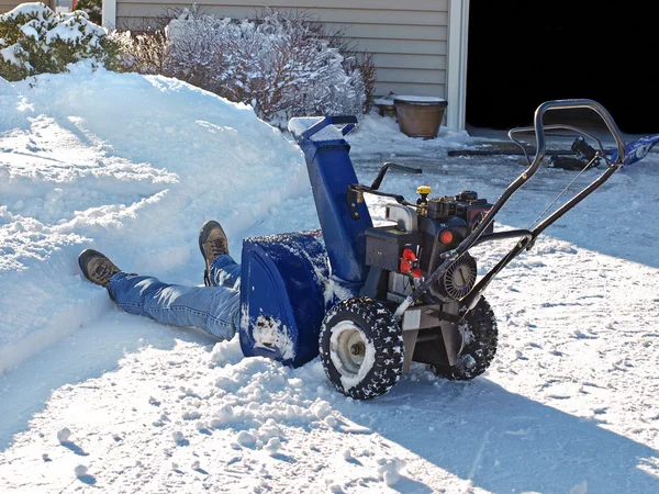 Man in snow blower — Stock Photo, Image