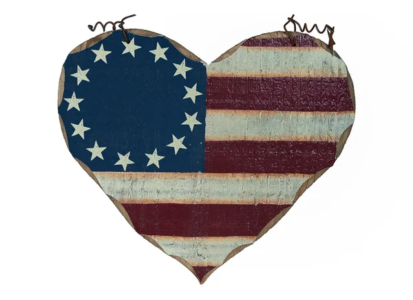 Staré srdce staromódní vlajky — Stock fotografie