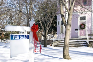 Christmas bow on for sale sign clipart