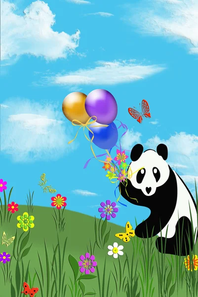 Ours panda avec ballons — Photo