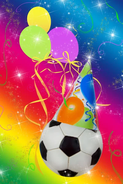 Футбольная вечеринка с воздушными шарами — стоковое фото
