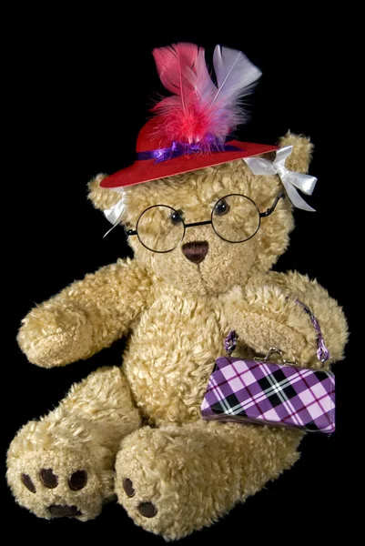 Red Hatter Teddy Bear — Stock Photo, Image
