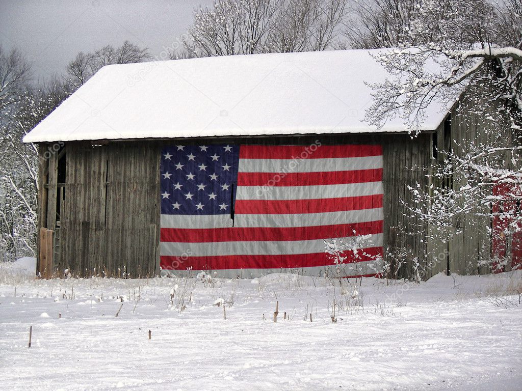 American barn in winter