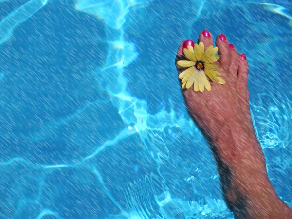 Flower between toes — Stock Photo, Image
