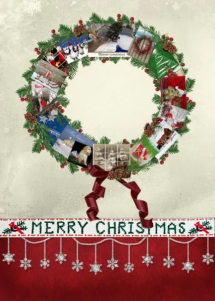 Weihnachtskarten-Kranz — Stockfoto