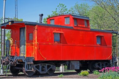 Bright red caboose