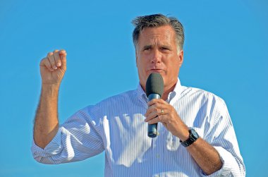 Mitt Romney campaigning outdoors clipart