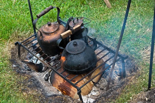 Приготовление пищи на костре — стоковое фото