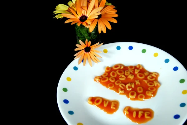 Message in pasta — Stock Photo, Image