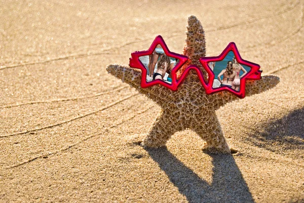 Starfish met zonnebril — Stockfoto