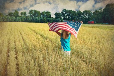 Girl with flag clipart