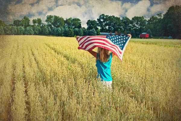 Girl with flag — Stock Photo, Image