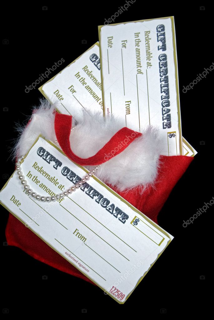Gift certificates in stocking