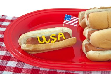 American patriotic hot dog clipart