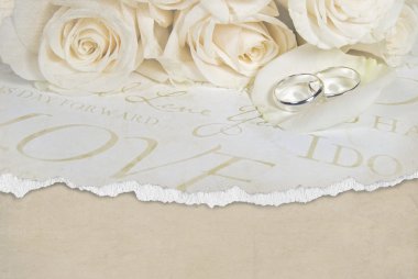 Wedding rings on rose petal clipart