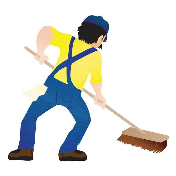 Homem Mopping chão —  Vetores de Stock