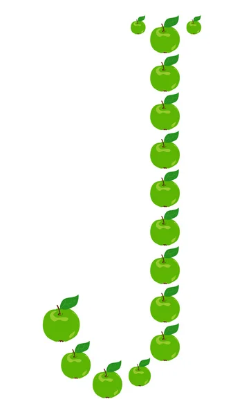 Kirje - J valmistettu omenasta — vektorikuva