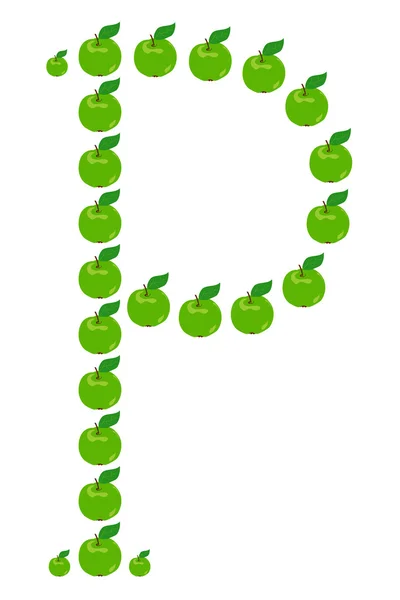 Buchstabe - p aus Apfel — Stockvektor
