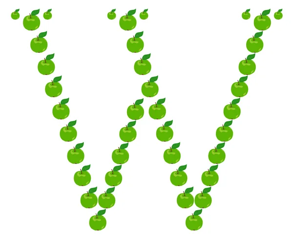 Lettera - W a base di mela — Vettoriale Stock