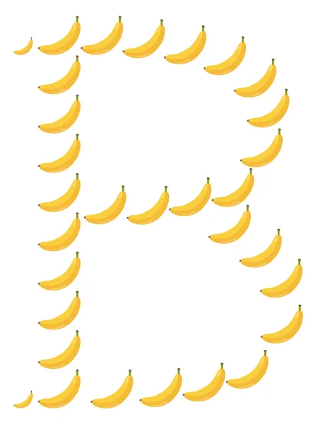 Letter - B made from banana. — Stock Vector