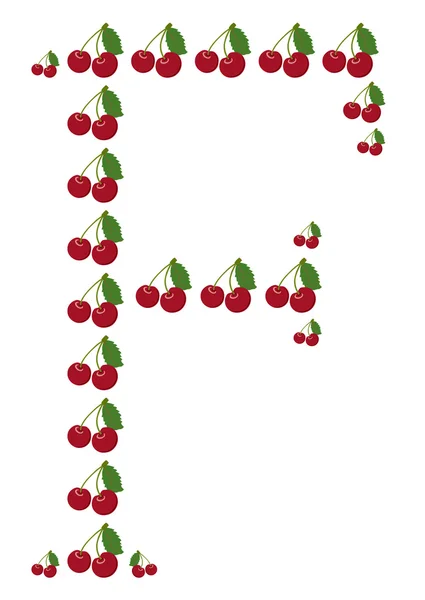 Lettera - F fatta di ciliegia — Vettoriale Stock