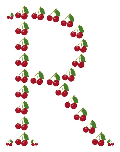 Lettera R fatta di ciliegia — Vettoriale Stock