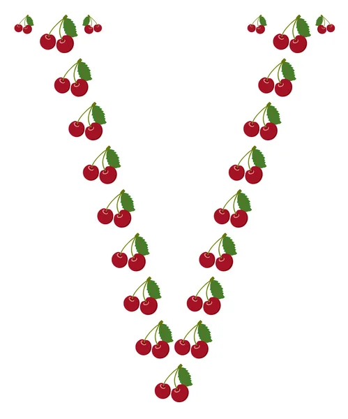 Letter - V made from cherry — Stock Vector
