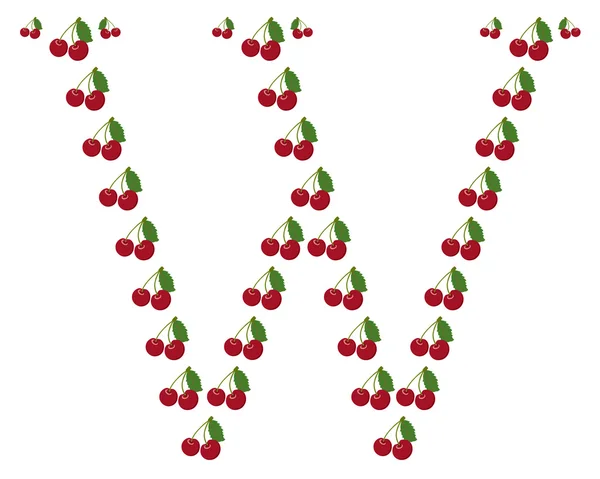 Lettre - W à base de cerise — Image vectorielle