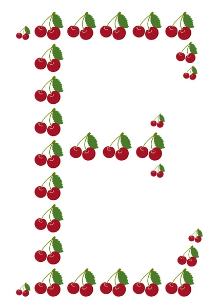 Lettre E à base de cerise — Image vectorielle