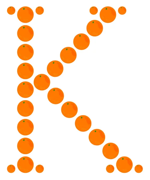 Letter - K made from orange — Stock Vector
