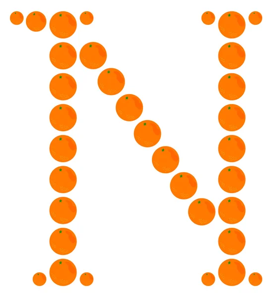 Letter - N made from orange — Stock Vector