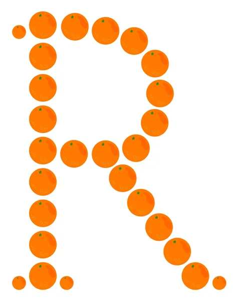 편지-오렌지에서 만든 R — 스톡 벡터
