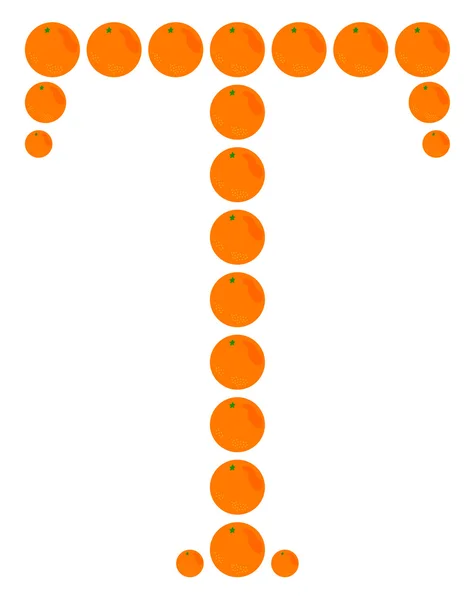 편지-오렌지에서 만든 T — 스톡 벡터