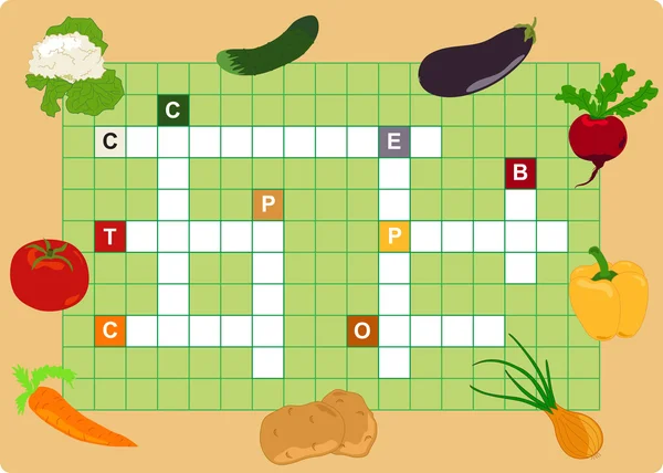 Kreuzworträtsel mit Gemüse — Stockvektor