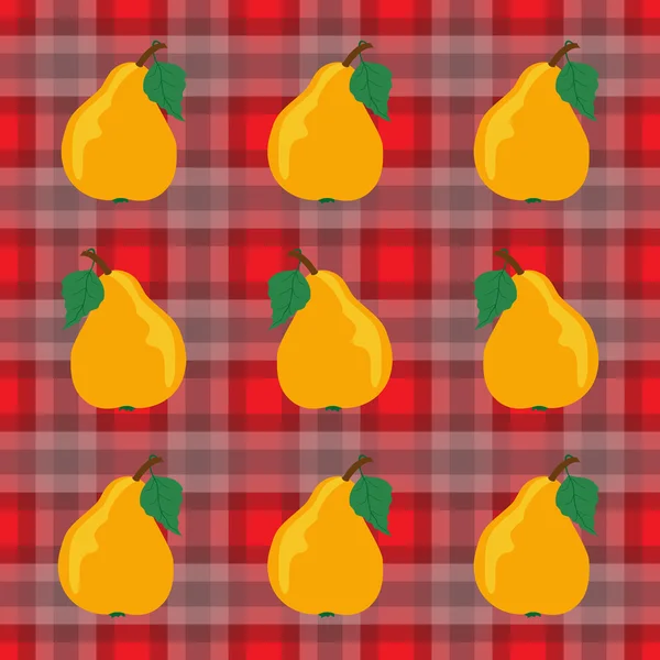Pears and Gingham — Stock Vector
