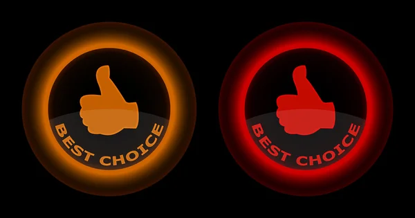 Rode en gouden beste keuze knop — Stockvector