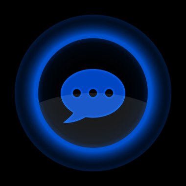 mavi parlak web düğmesi ile sohbet odası işareti