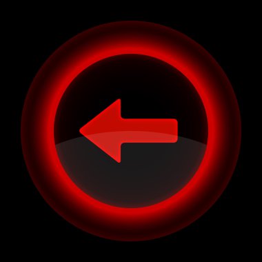 Red glossy web button with arrow left sign clipart