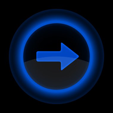 Blue glossy web button with arrow right sign clipart