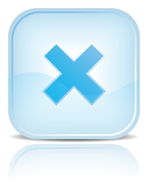 Blue water web button with delete symbol sign. clipart