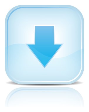 Blue water web button with download symbol arrow sign. clipart