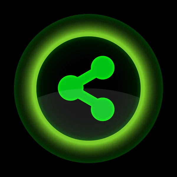 Πράσινο γυαλιστερό web κουμπί με μερίδιο σημάδι — Διανυσματικό Αρχείο