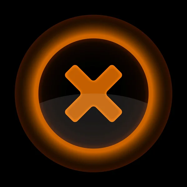 Bouton web brillant orange avec signe de suppression — Image vectorielle
